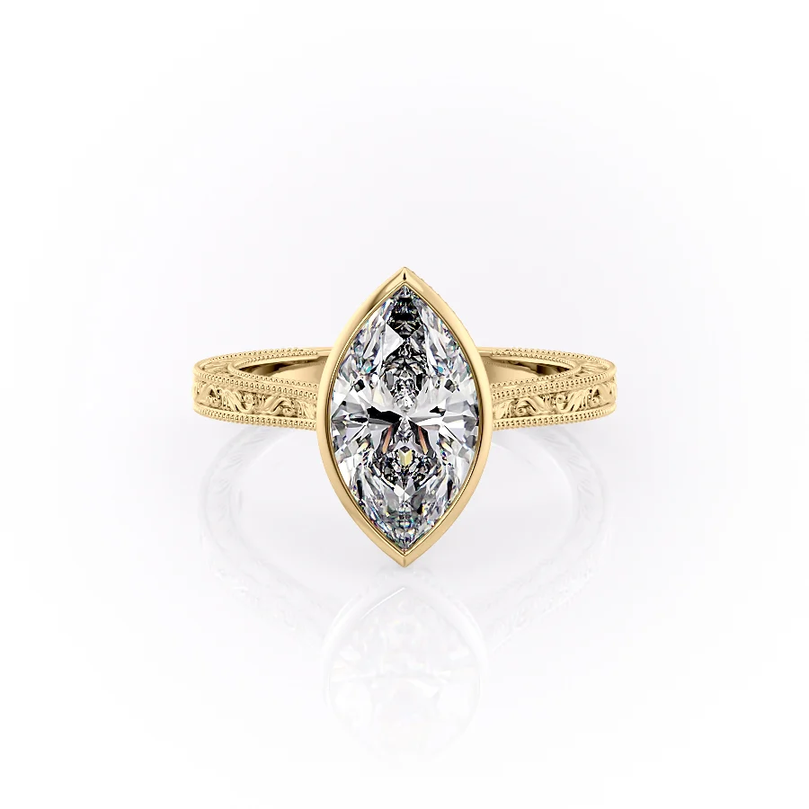 2 CT Marquise Cut Halo Vintage Engagement Ring - Moissanite Diamond