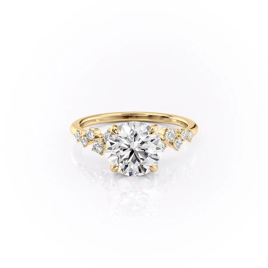 1 CT Round Cut Cluster Engagement Ring - Moissanite Diamond