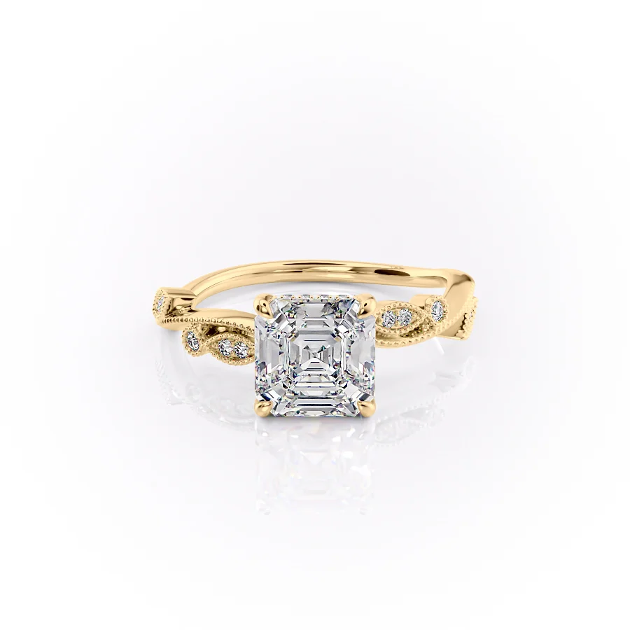 2 CT Asscher Cut Milgrain Engagement Ring - Moissanite Diamond