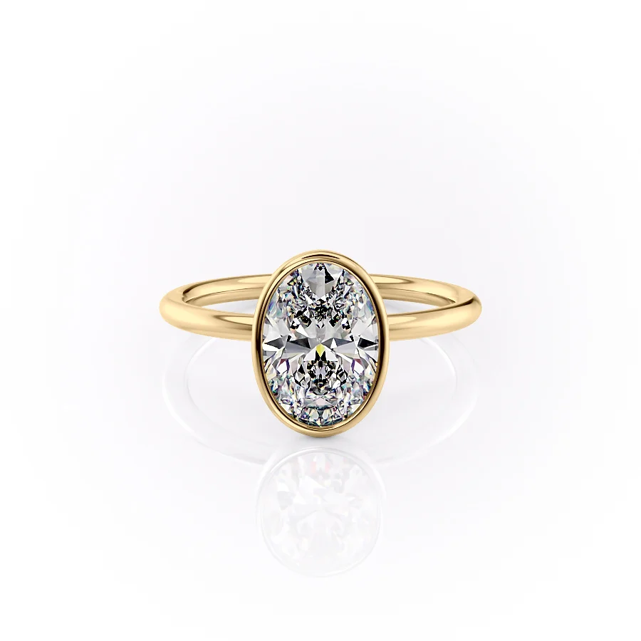 2 CT Oval Cut Bezel Engagement Ring - Moissanite Diamond