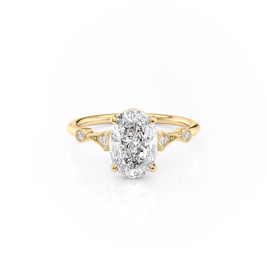 2 CT Oval Cut Milgrain Engagement Ring - Moissanite Diamond