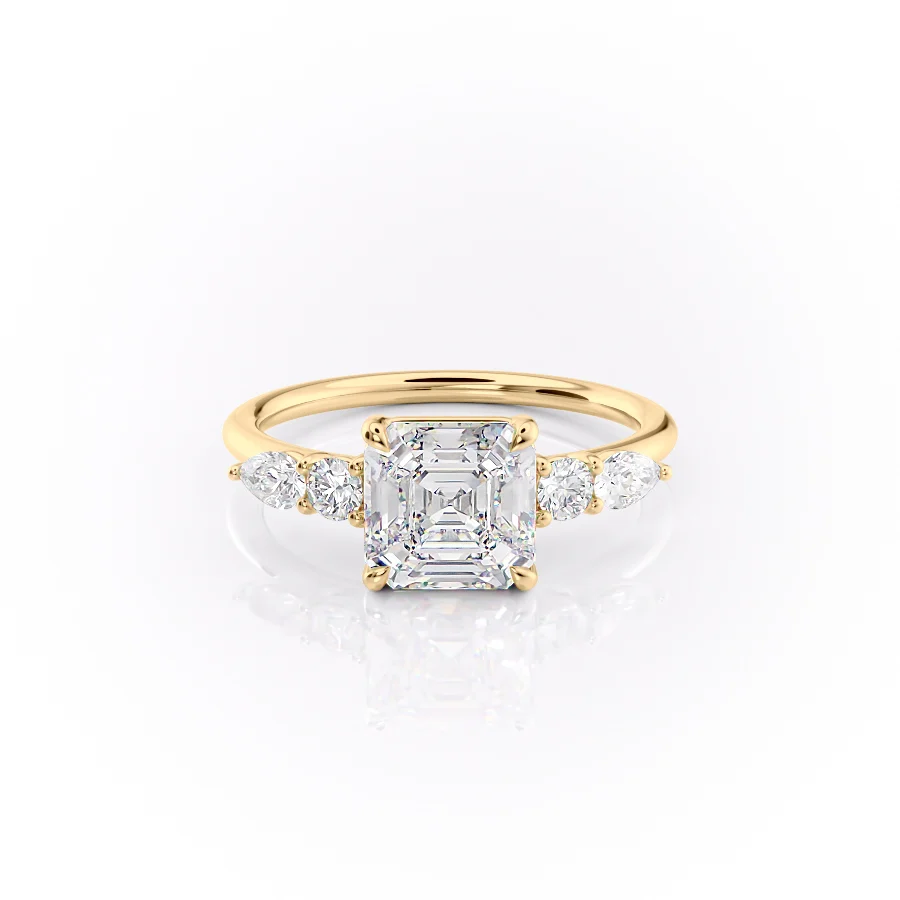 2 CT Asscher Cut Five Stone Engagement Ring - Moissanite Diamond