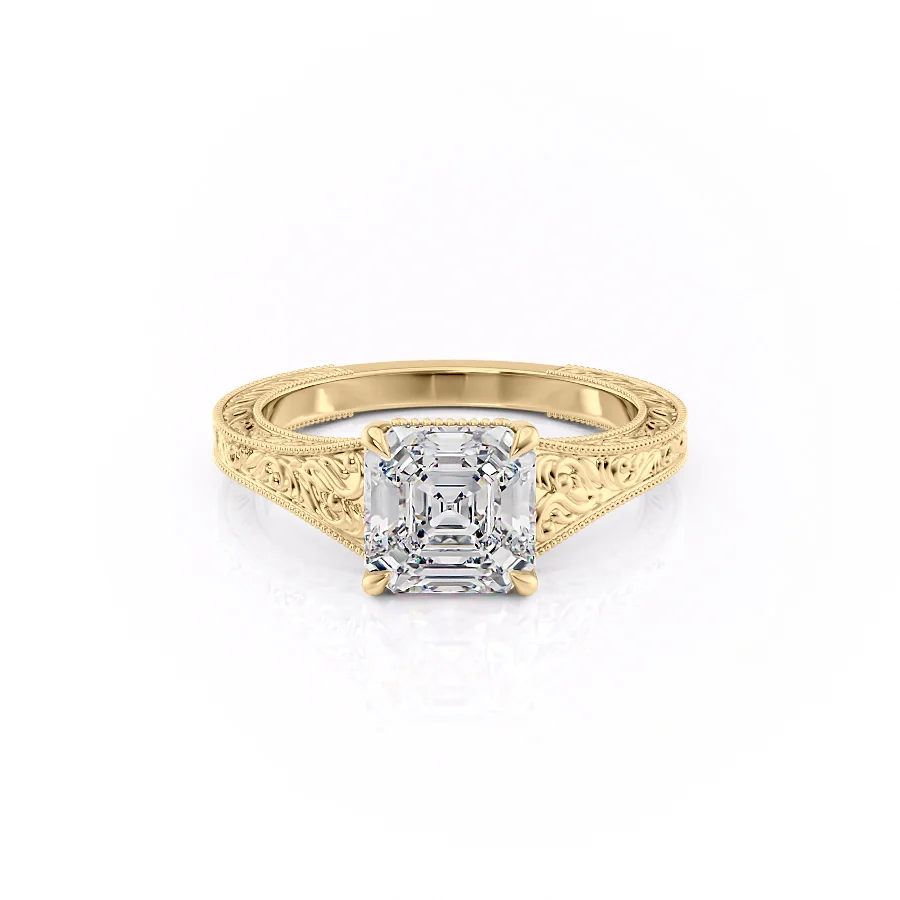 2 CT Asscher Cut Vintage Engagement Ring - Moissanite Diamond