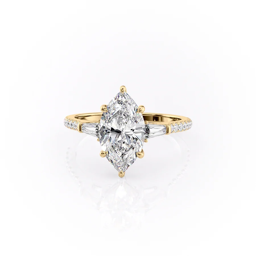 2 CT Marquise Cut Three Stone Pave Engagement Ring - Moissanite Diamond