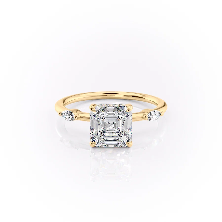 2 CT Asscher Cut Three Stone Engagement Ring - Moissanite Diamond