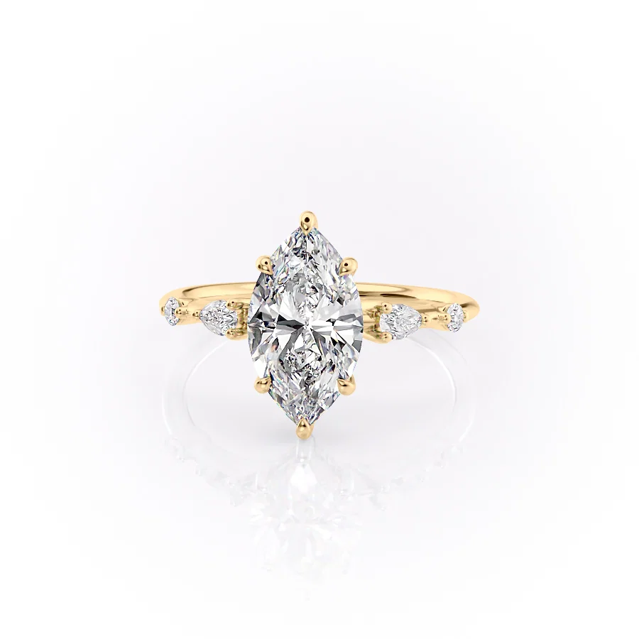 2 CT Marquise Cut Petite Pave Engagement Ring - Moissanite Diamond