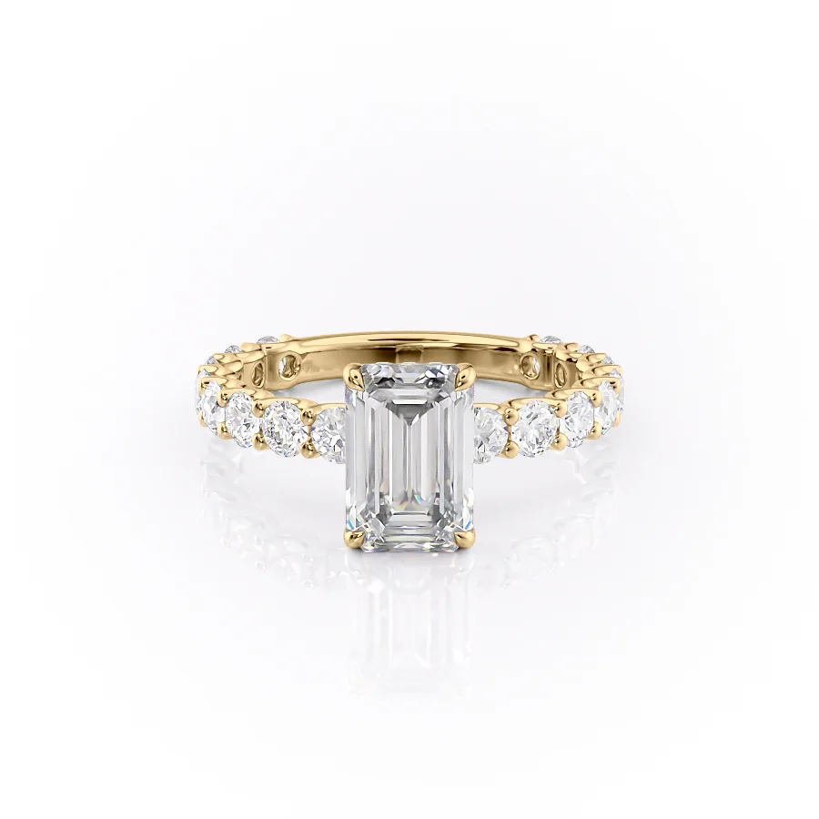 1 CT  Emerald Pave Engagement Ring - Moissanite Diamond