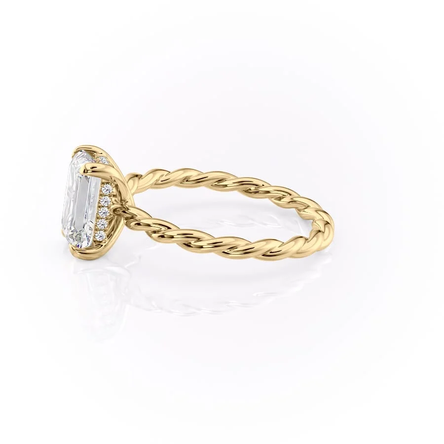 1 CT Emerald Cut Thread Engagement Ring - Moissanite Diamond