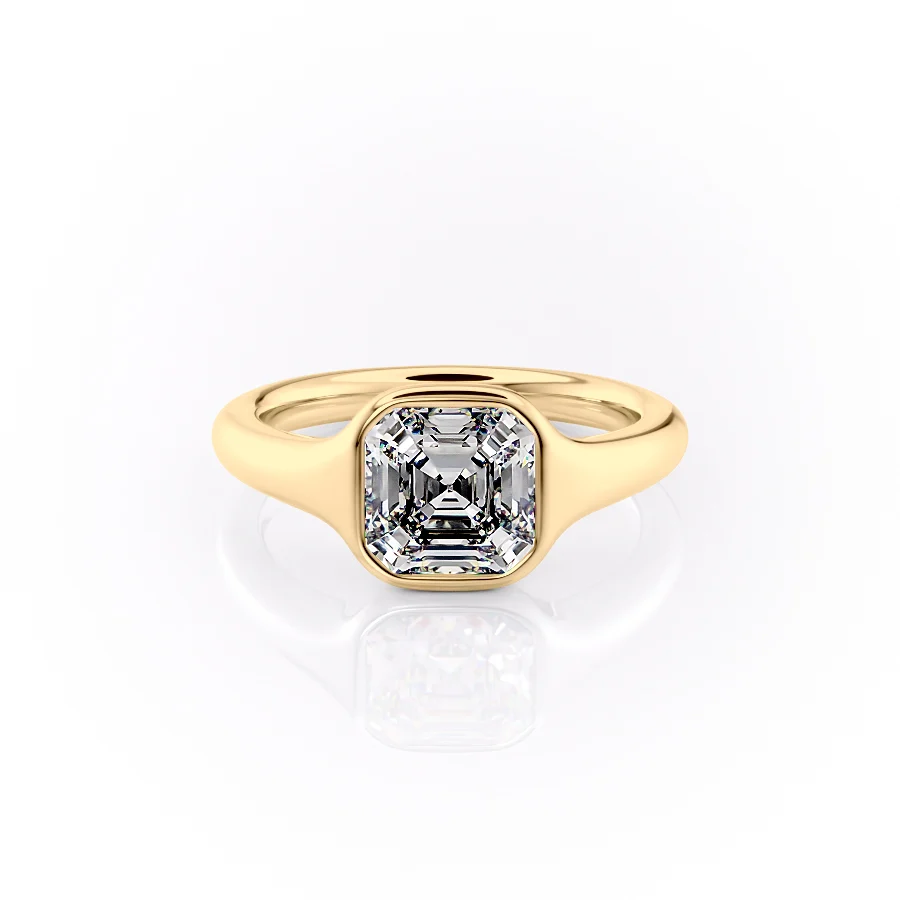 2 CT Asscher Cut Halo Signet Engagement Ring - Moissanite Diamond
