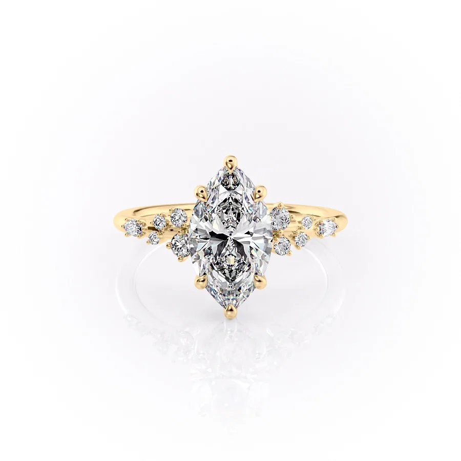2 CT Marquise Cut Cluster Engagement Ring - Moissanite Diamond