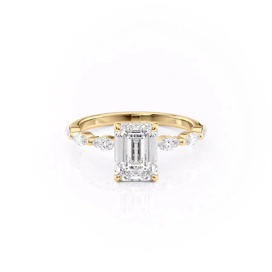 1 CT  Emerald Cut Pave Engagement Ring - Moissanite Diamond