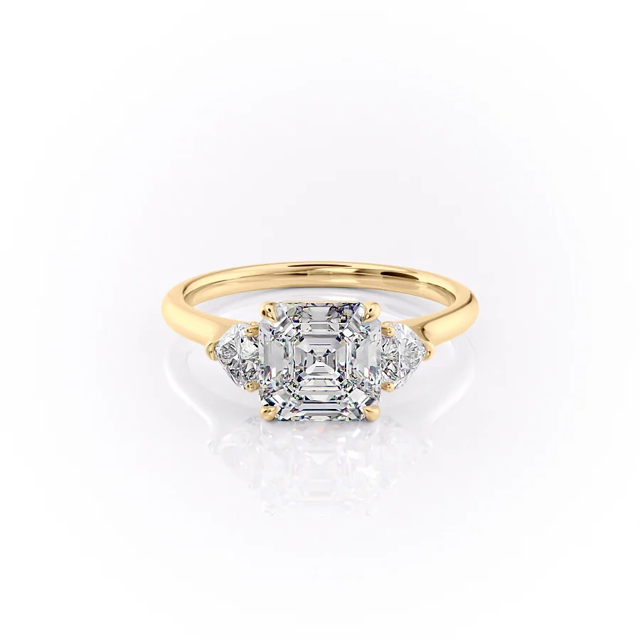 2 CT Asscher Cut Three Stone Engagement Ring - Moissanite Diamond