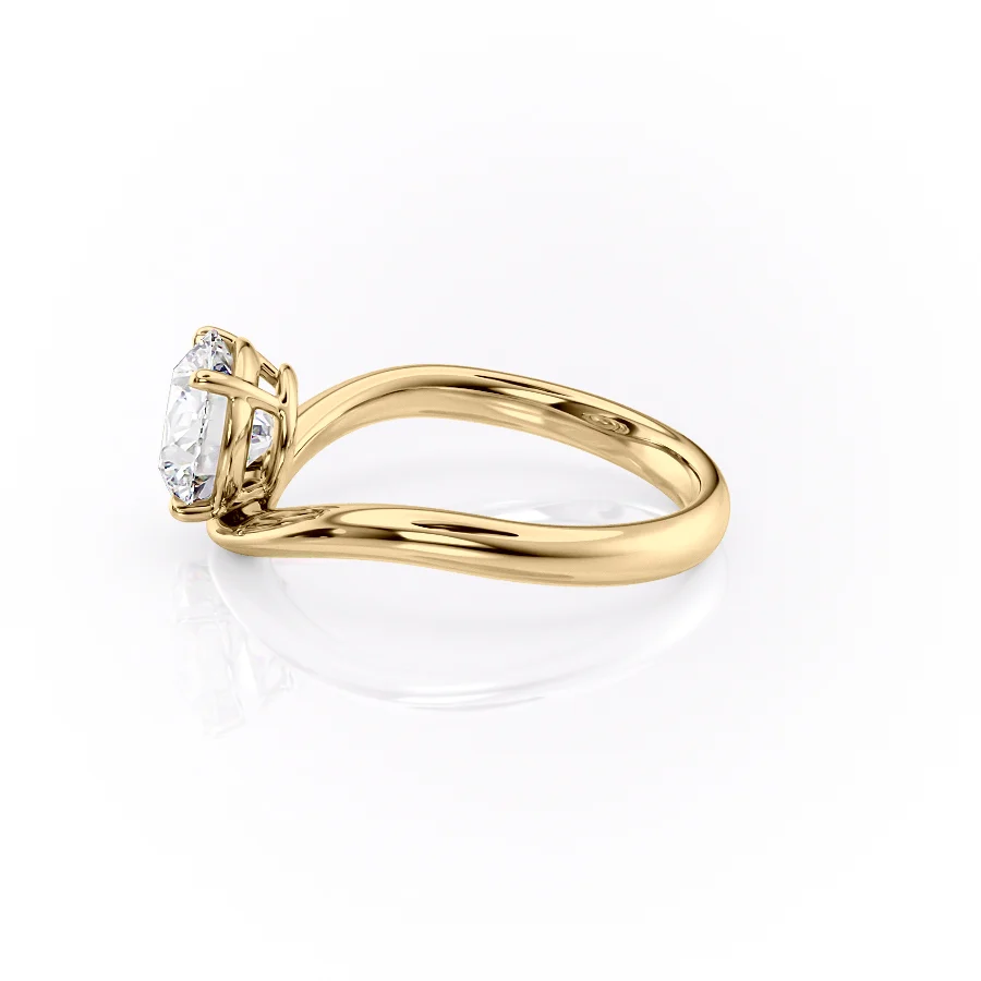 2 CT Round Cut Curved Engagement Ring - Moissanite Diamond