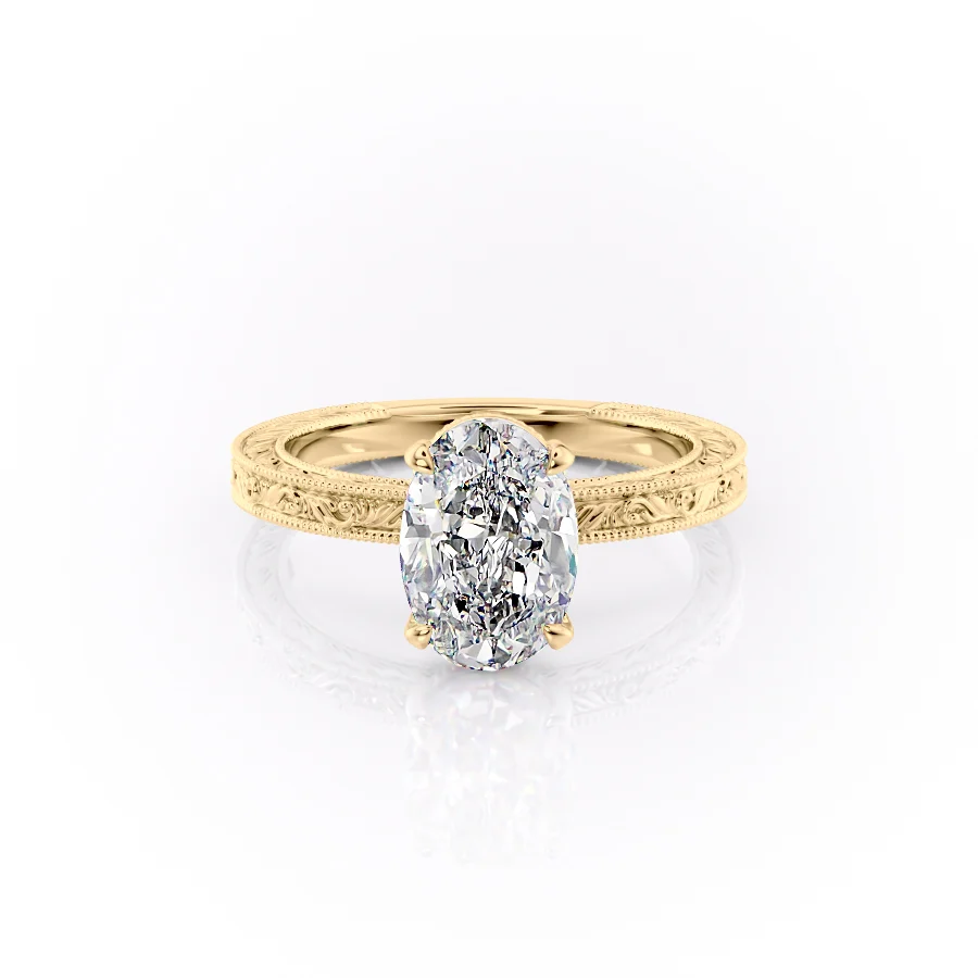 2 CT Oval Cut Vintage Engagement Ring - Moissanite Diamond