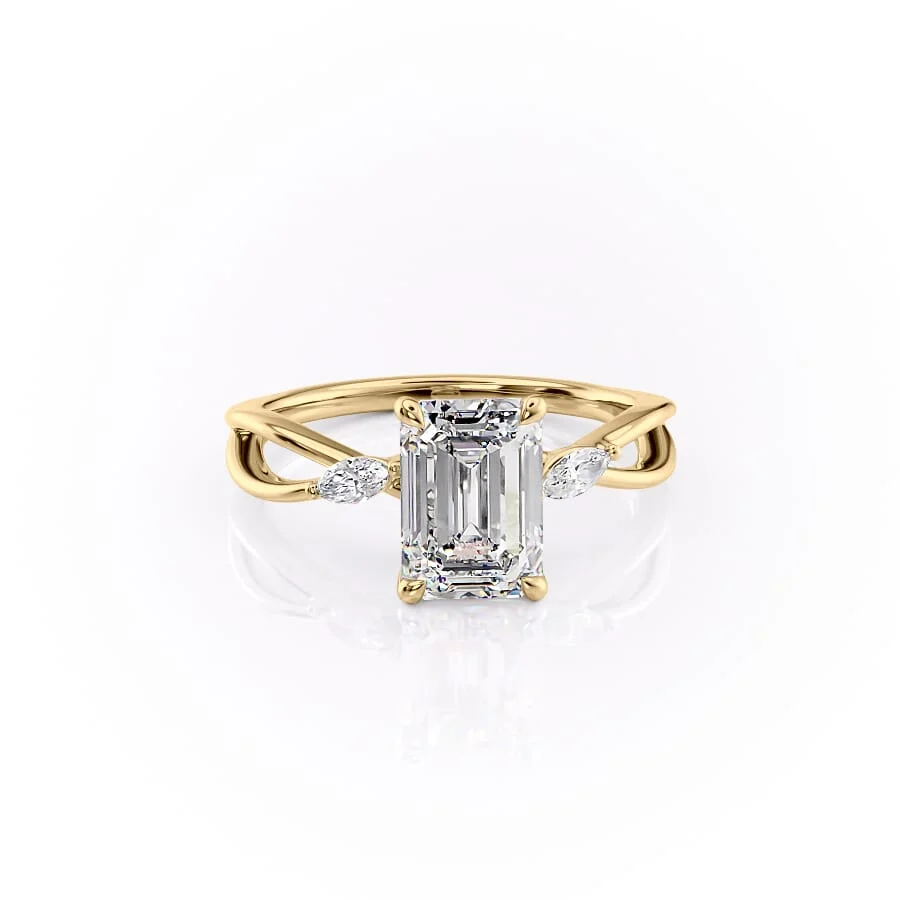 1 CT Unique Emerald Cut Engagement Ring - Moissanite Diamond