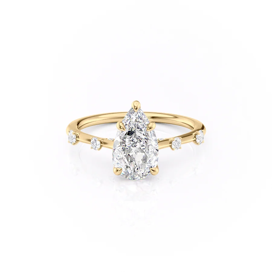 2 CT Pear Cut Petite Pave Engagement Ring - Moissanite Diamond