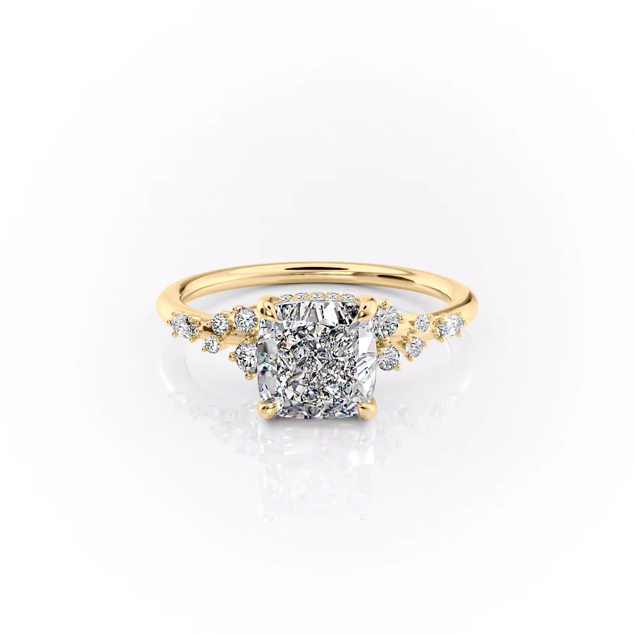 2 CT Cushion Cut Cluster Engagement Ring - Moissanite Diamond