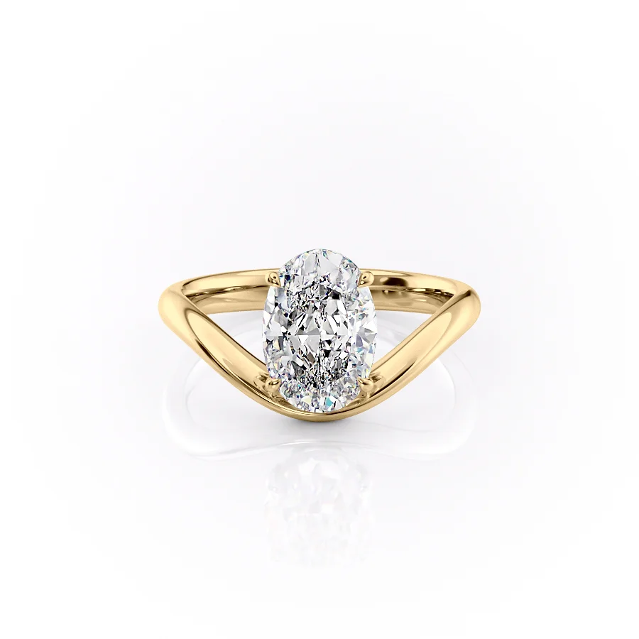 2 CT Oval Cut Curved Engagement Ring - Moissanite Diamond