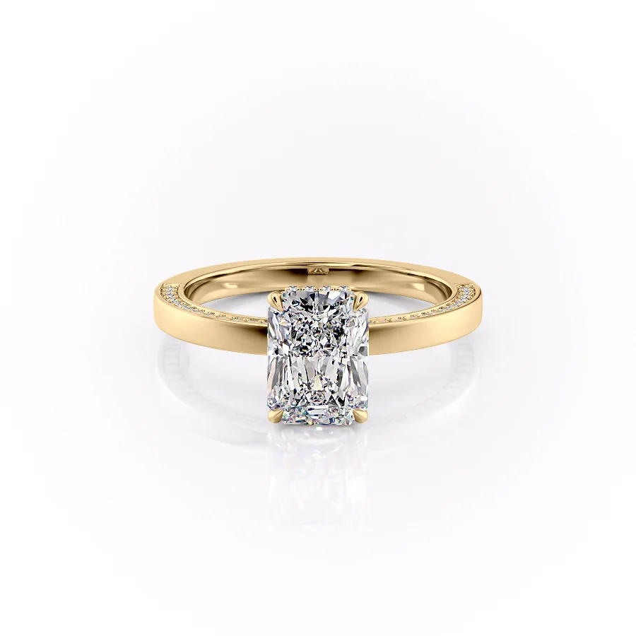 2 CT Radiant Cut Hidden Pave Engagement Ring - Moissanite Diamond