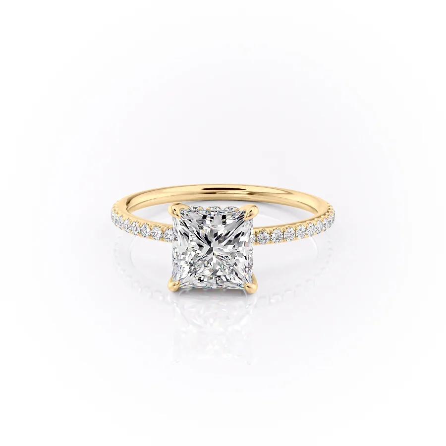 2 CT Princess Cut Pave Engagement Ring - Moissanite Diamond
