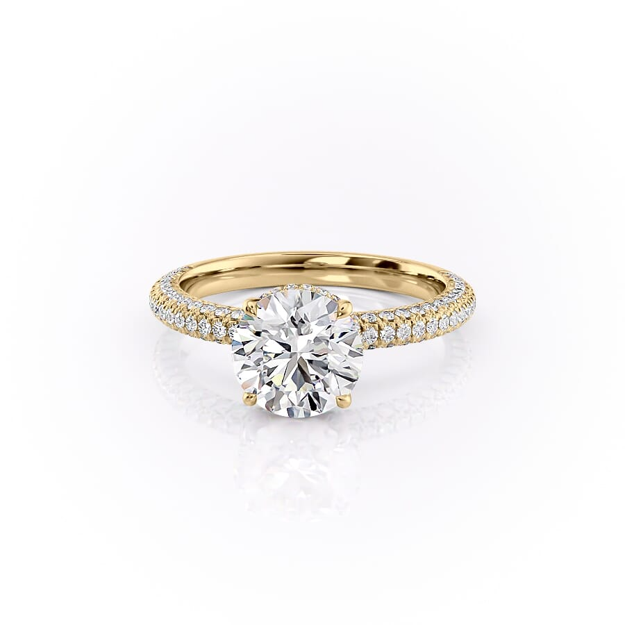 2 CT Round Cut Three Side Pave Engagement Ring - Moissanite Diamond