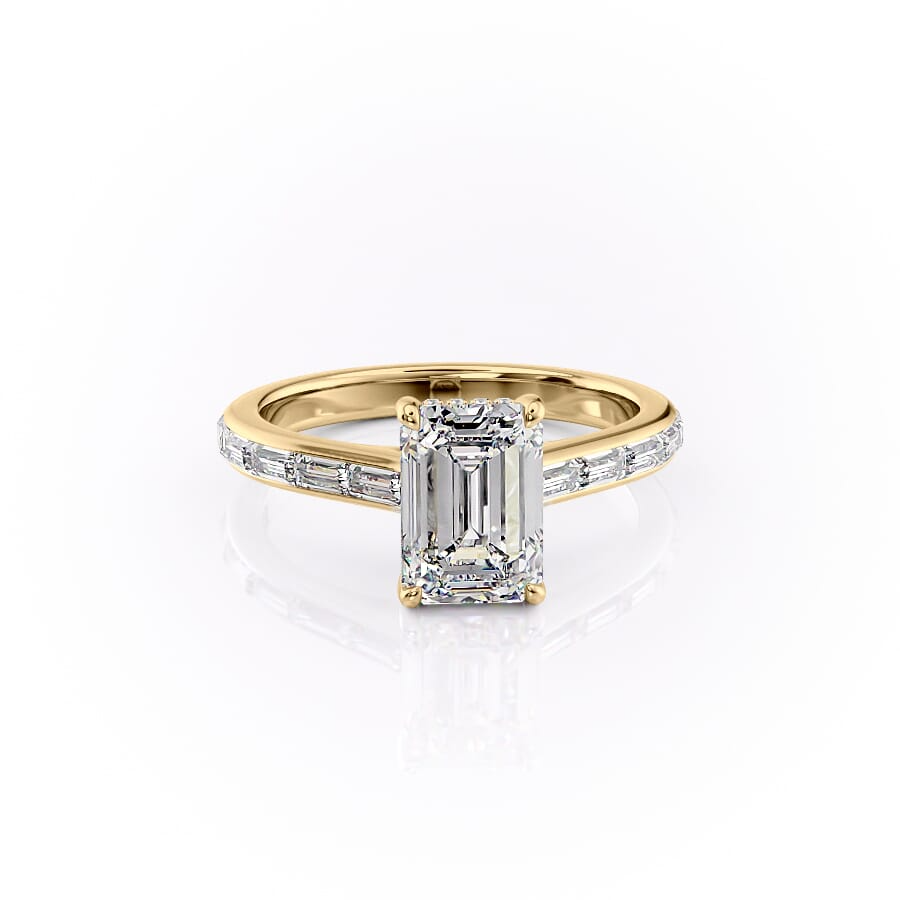 1 CT Emerald Cut Cathedral Engagement Ring - Moissanite Diamond