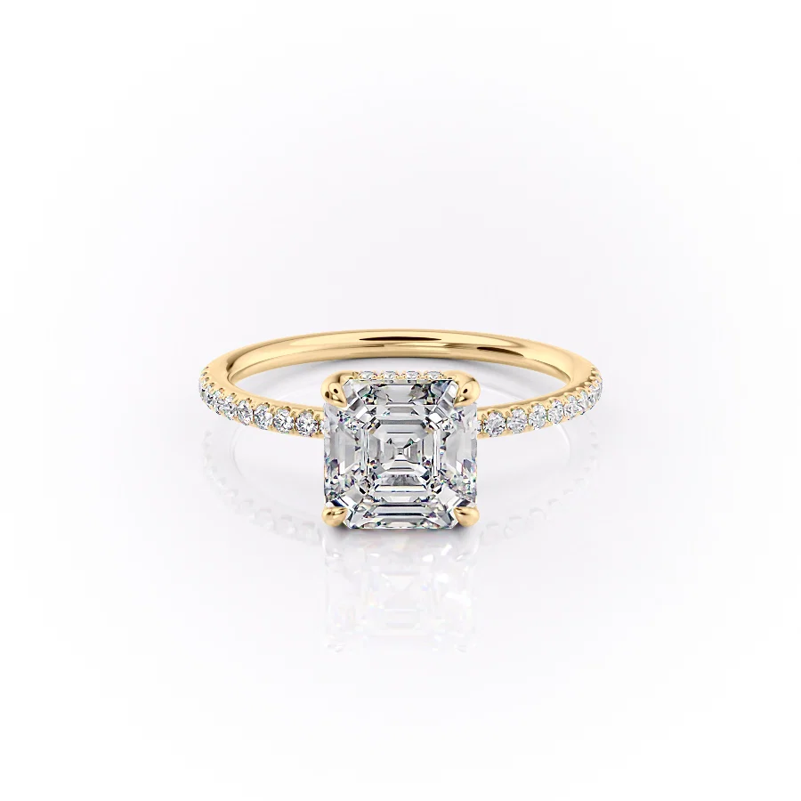2 CT Asscher Cut Pave Engagement Ring - Moissanite Diamond