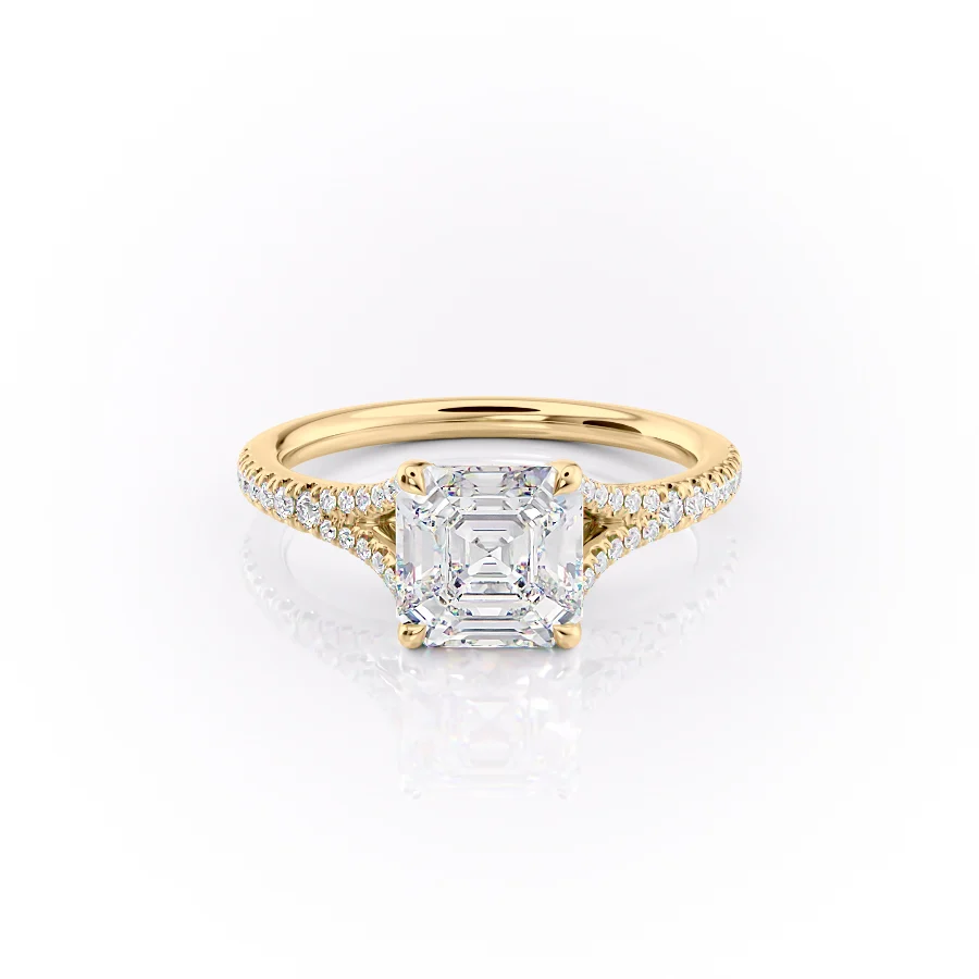 2 CT Asscher Cut Split Shank Engagement Ring - Moissanite Diamond