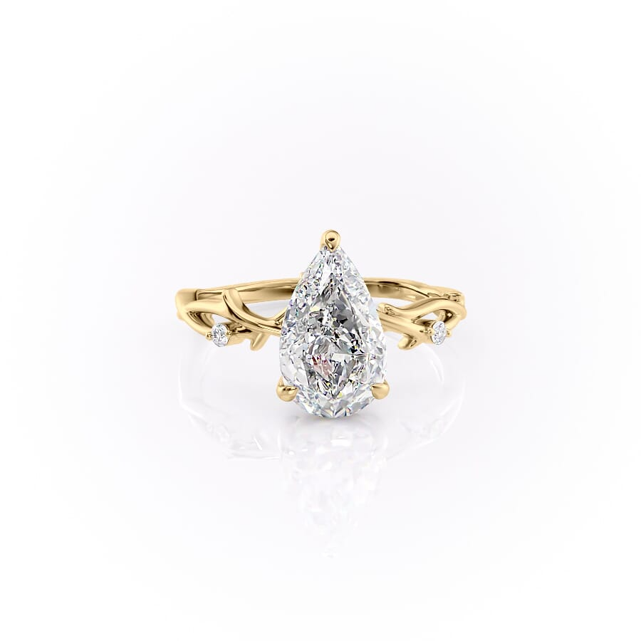 2 CT Pear Cut Nature Inspired Engagement Ring - Moissanite Diamond