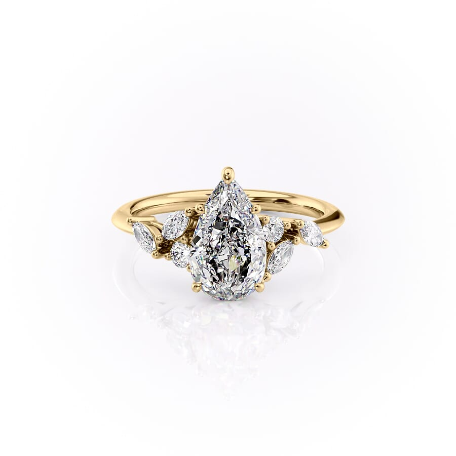 2 CT Pear Cut Cluster Engagement Ring - Moissanite Diamond