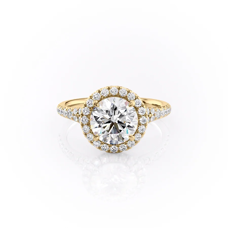 2 CT Round Cut Halo Pave Engagement Ring - Moissanite Diamond