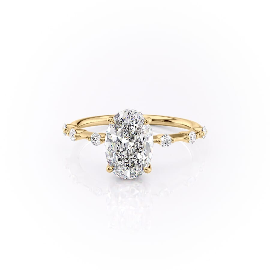 2 CT Oval Cut Petite Pave Engagement Ring - Moissanite Diamond