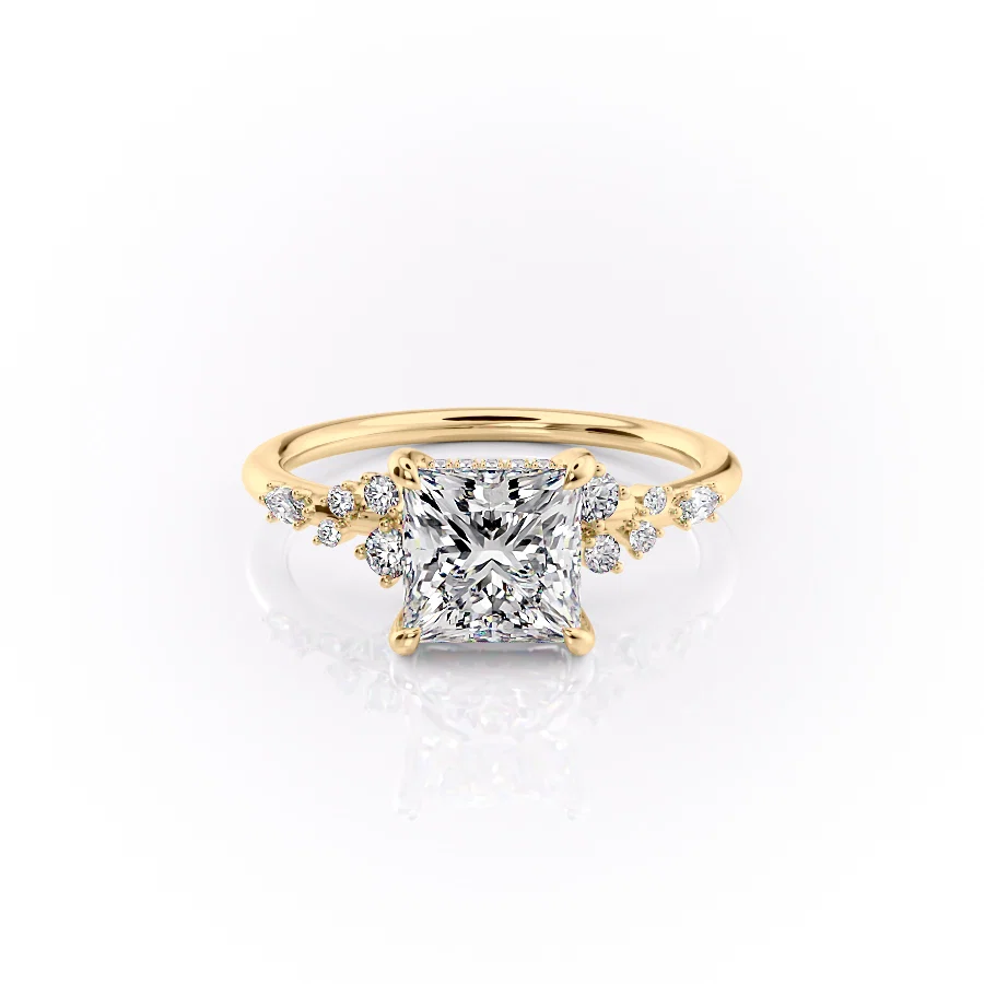 2 CT Princess Cut Cluster Engagement Ring - Moissanite Diamond