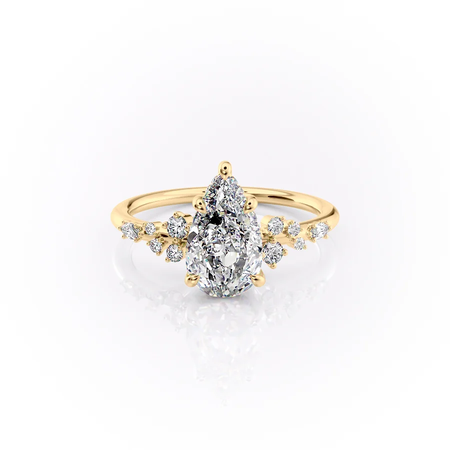 2 CT Pear Cut Cluster Engagement Ring - Moissanite Diamond