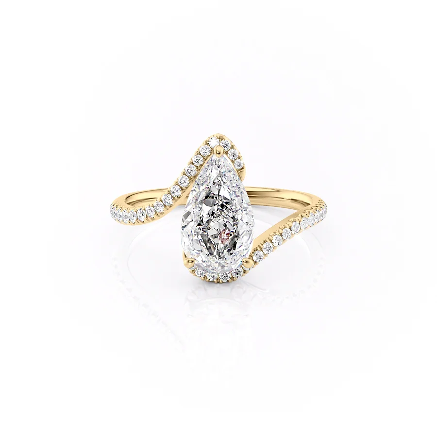 2 CT Pear Cut Bypass Engagement Ring - Moissanite Diamond