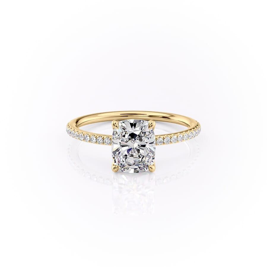 1 CT Elongated Cushion Cut Pave Engagement Ring - Moissanite Diamond