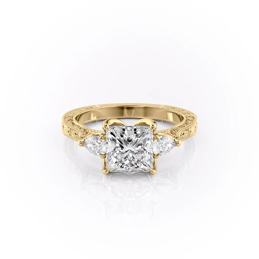 2 CT Princess Cut Three Stone Engagement Ring - Moissanite Diamond