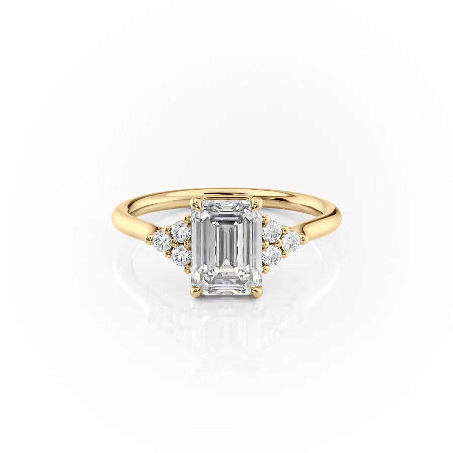 1 CT Emerald Cut Cluster Engagement Ring - Moissanite Diamond