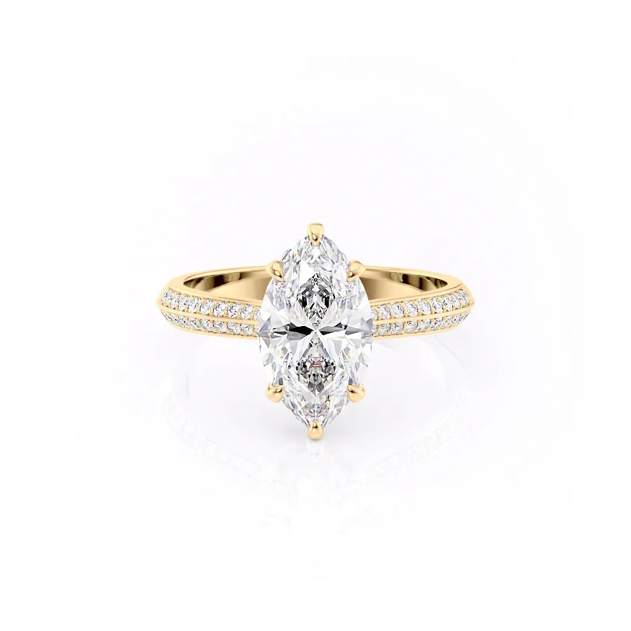 2 CT Marquise Cut Double Pave Engagement Ring - Moissanite Diamond