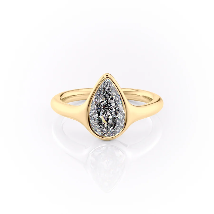 2 CT Pear Cut Signet Engagement Ring - Moissanite Diamond