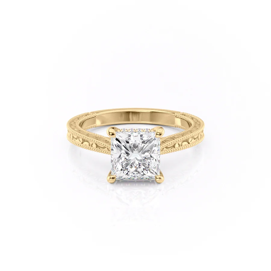 2 CT Princess Cut Vintage Engagement Ring - Moissanite Diamond