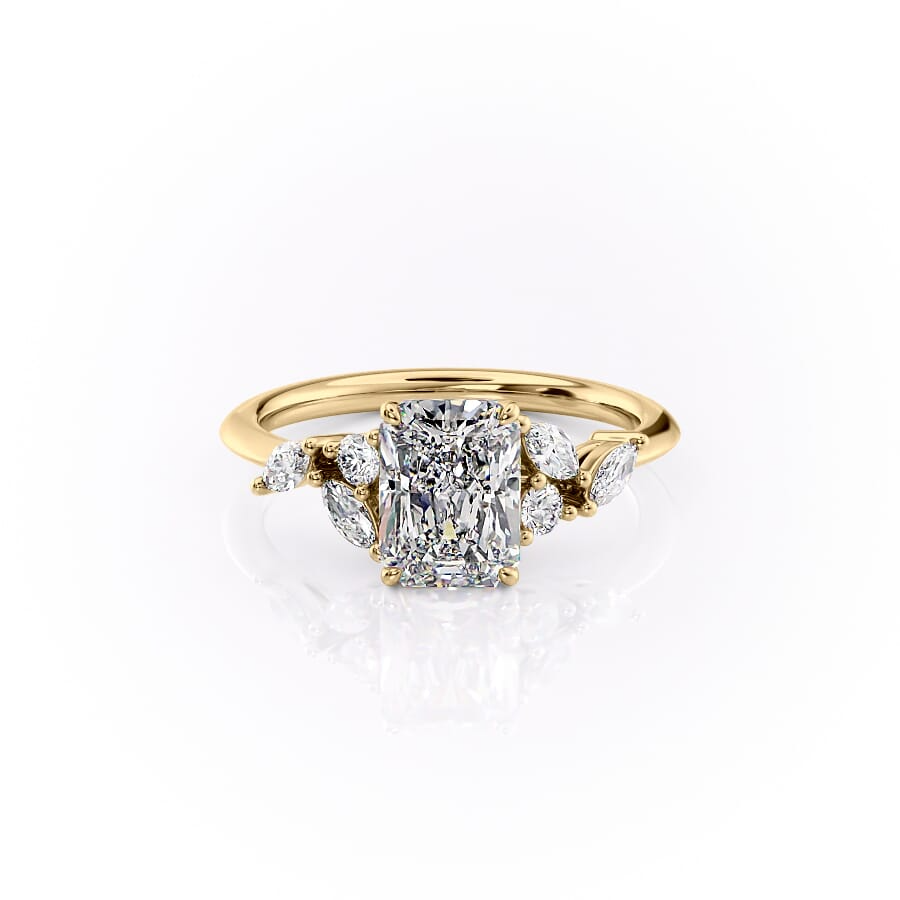2 CT Radiant Cut Cluster Engagement Ring - Moissanite Diamond