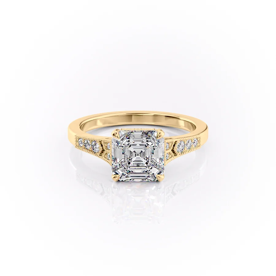 2 CT Asscher Cut Vintage Engagement Ring - Moissanite Diamond