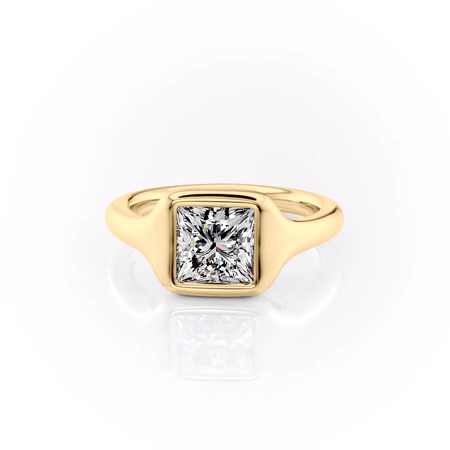 2 CT Princess Cut Signet Engagement Ring - Moissanite Diamond