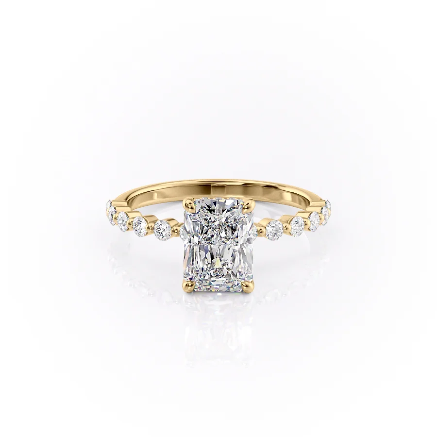 2 CT Radiant Cut Pave Engagement Ring - Moissanite Diamond