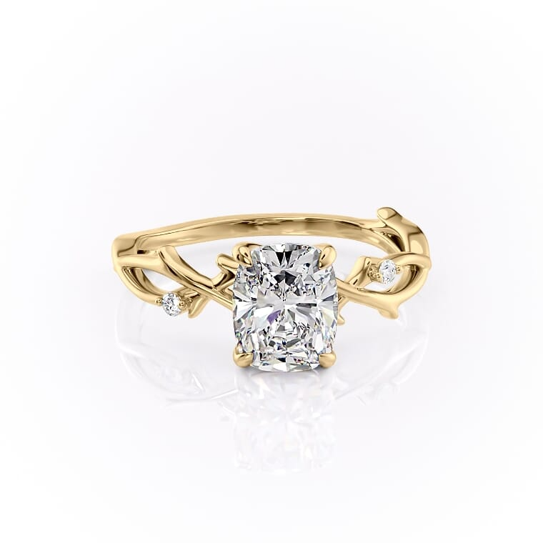 2 CT Elongated Cushion Cut Nature Inspired Engagement Ring - Moissanite Diamond