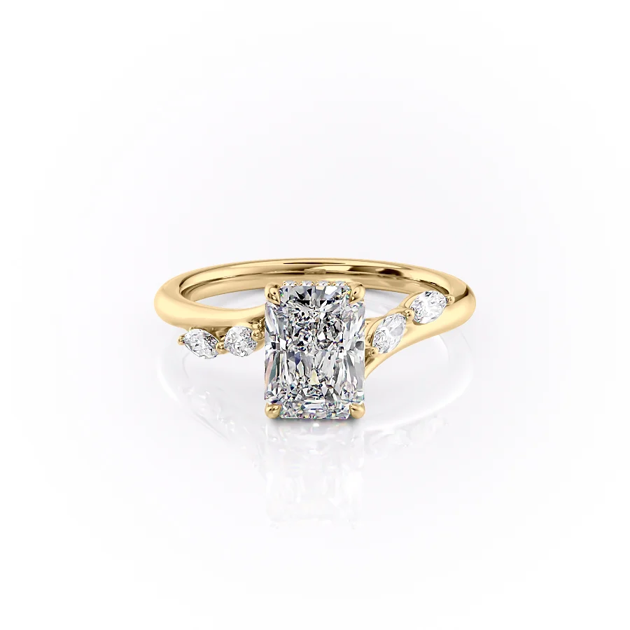 2 CT Radiant Cut Sweeping Engagement Ring - Moissanite Diamond