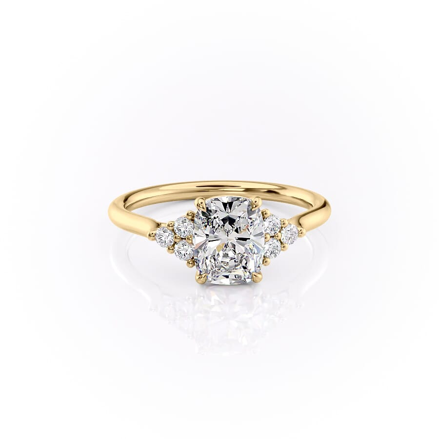 1 CT Elongated Cushion Cut Cluster Engagement Ring - Moissanite Diamond