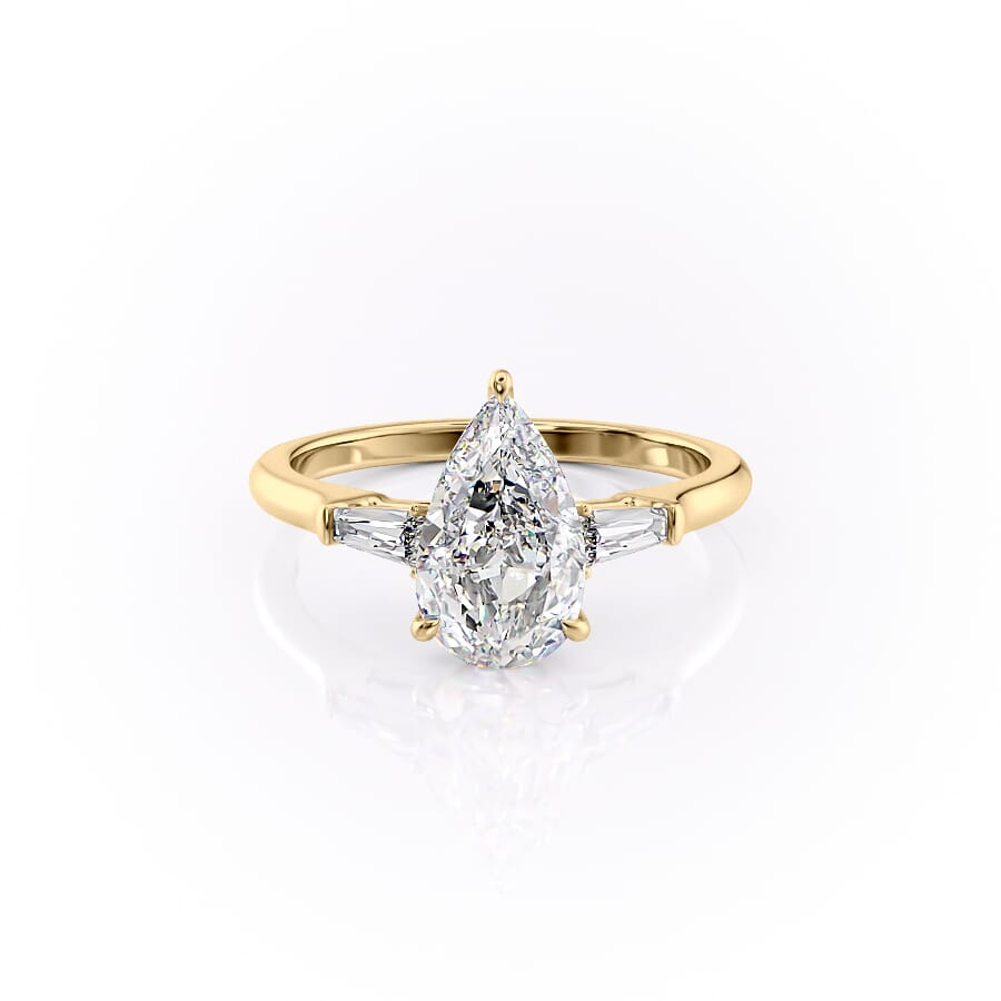 2 CT Pear Cut Three Stone Engagement Ring - Moissanite Diamond