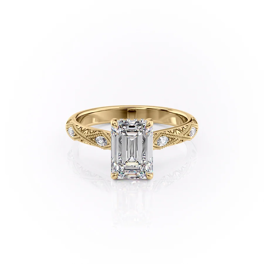 1 CT Emerald Cut Vintage Engagement Ring - Moissanite Diamond